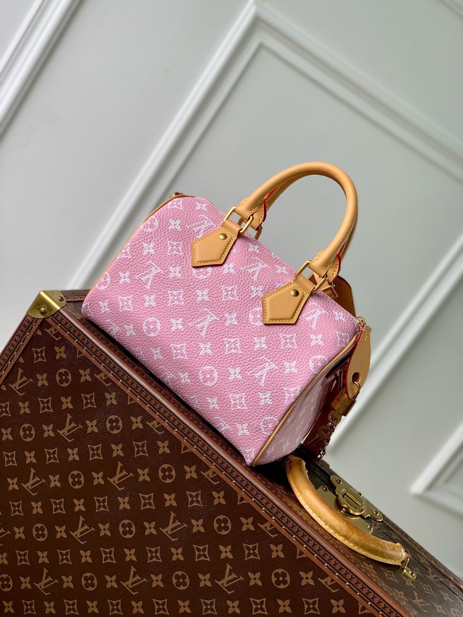 LV 2026 Speedy Bandouliere Bag 25cm Pink Cowhide