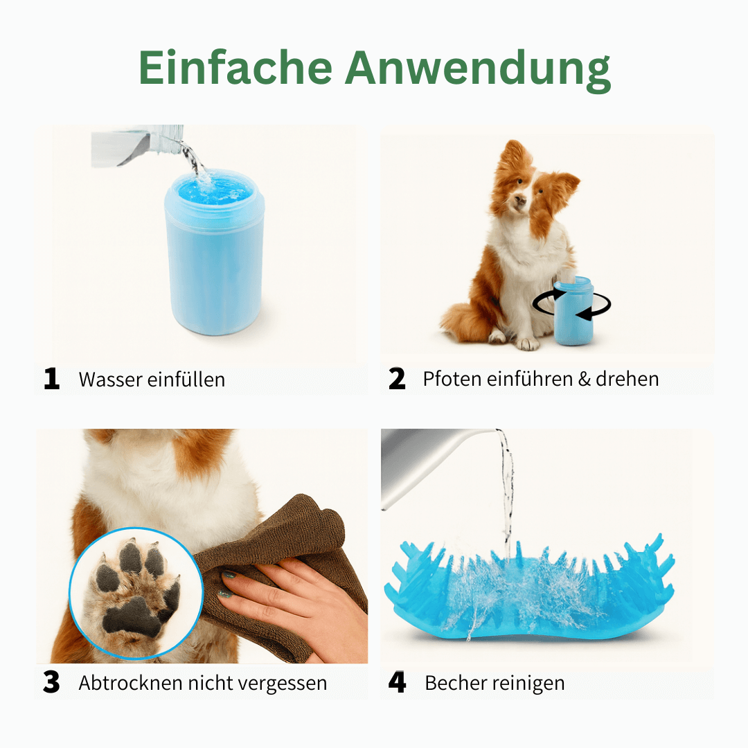 pfotenwaschbecher für hunde einfache anwendung mit hand