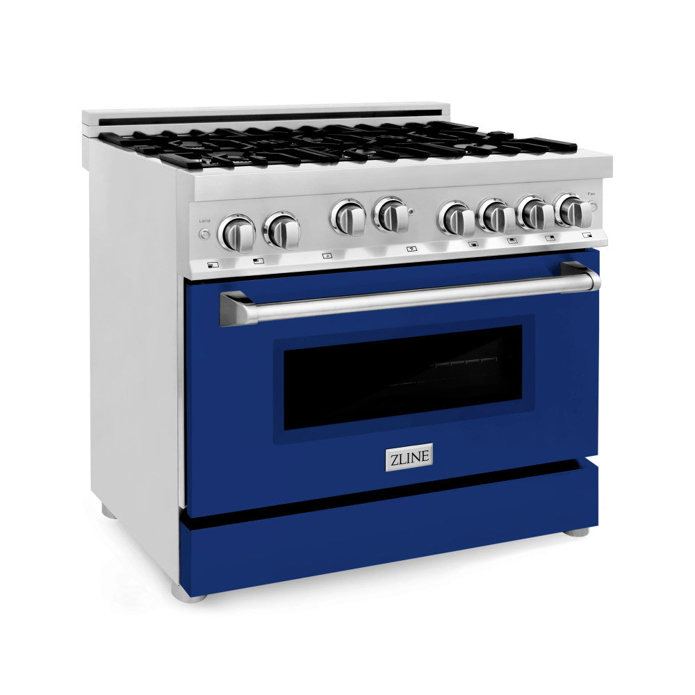 ZLINE 36" Professional 4.6 cu. ft. 6 Gas on Gas Range in Stainless Steel with Color Door Options (RG36)