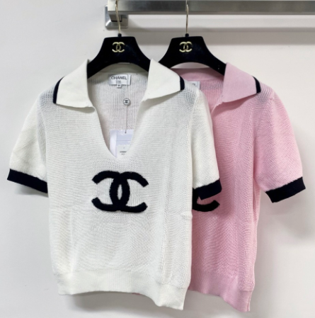 Chanel 2026 V-neck Polo Sweater Top Wool Nylon 207996