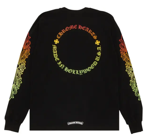 Chrome Hearts Floral Sleeve Gradient Long-Sleeve T-Shirt Black Cotton