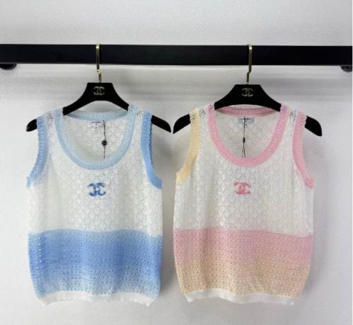 Chanel 2026 Gradient Color Hollowed-out Vest Tencel 395493