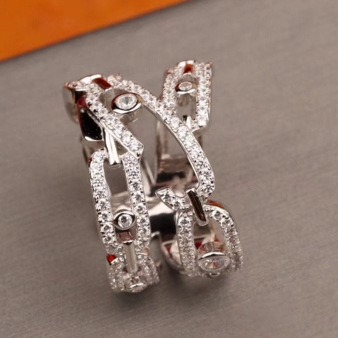MESSIK DOUBLE ROWS RING SILVER DIAMOND