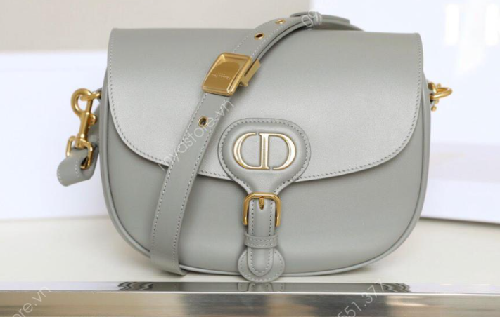 MEDIUM CD BOBBY 22CM DARK GREY CALFSKIN GOLD HARDWARE