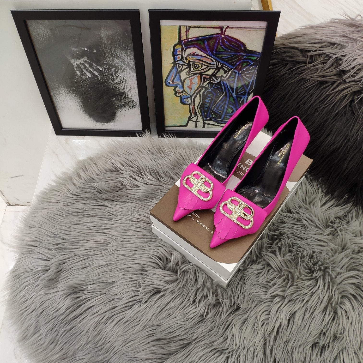 Balenciaga 26s Heel Pump 80 Double-B Cowhide 681296