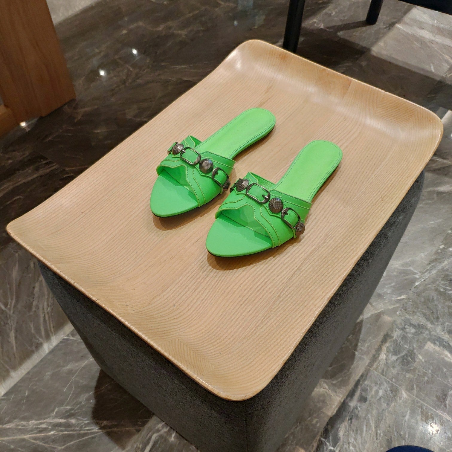 Balenciaga 26s Buckle Flats Sandals Cowhide