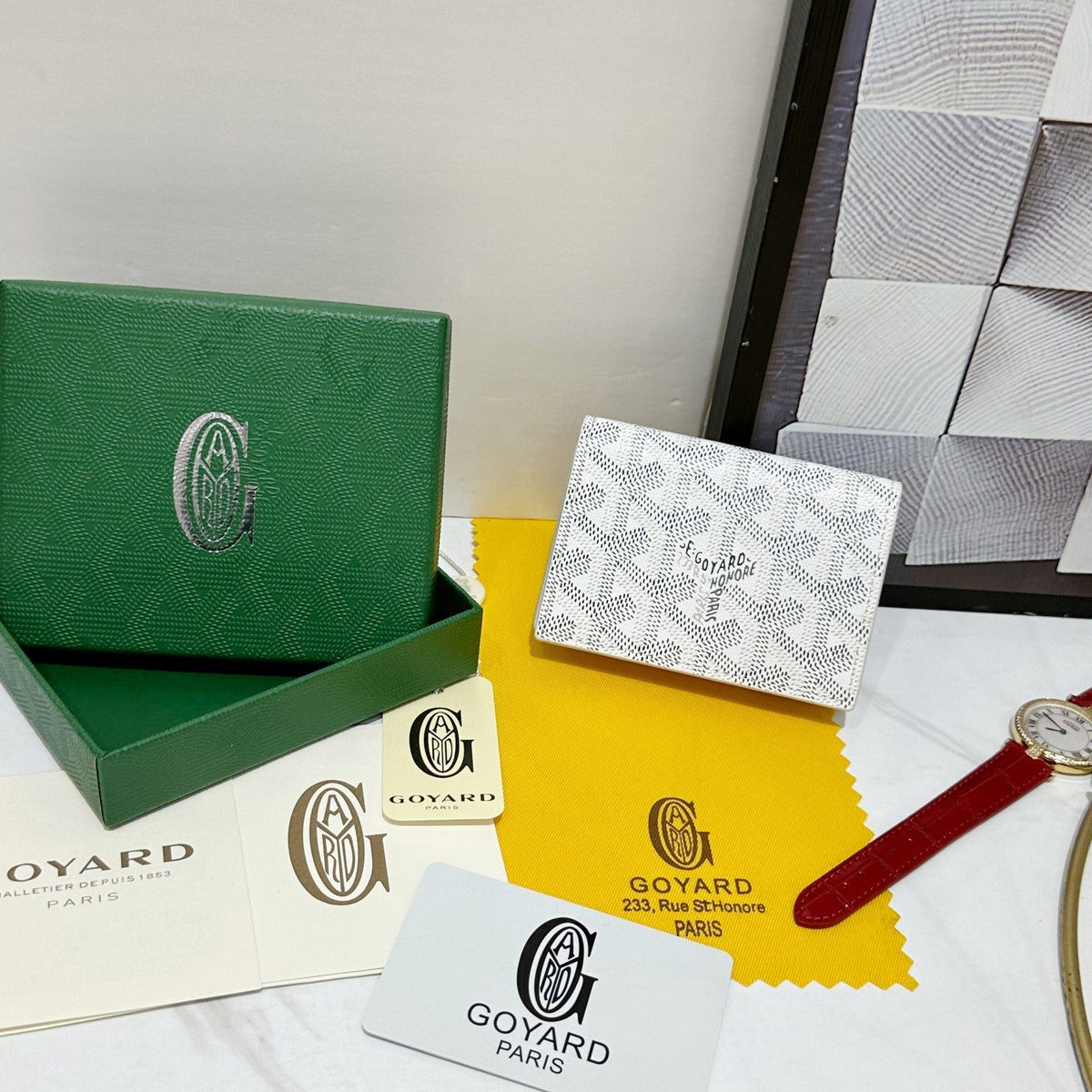 Goyard 2026 Malesherbes Card Holder 10.2cm Canvas Cowhide