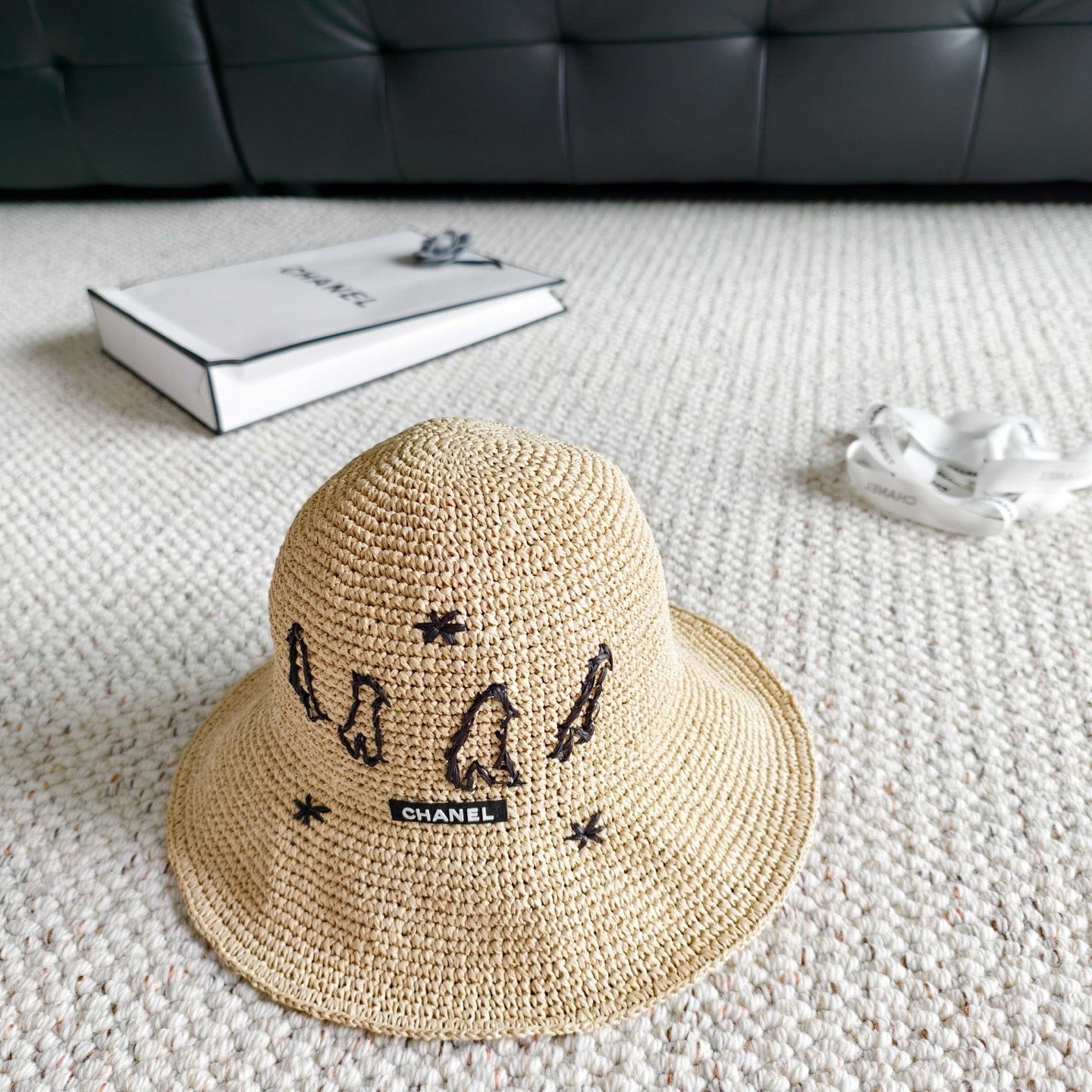 Chanel Woven Embroidered Heavy-Duty Bucket Hat 240672