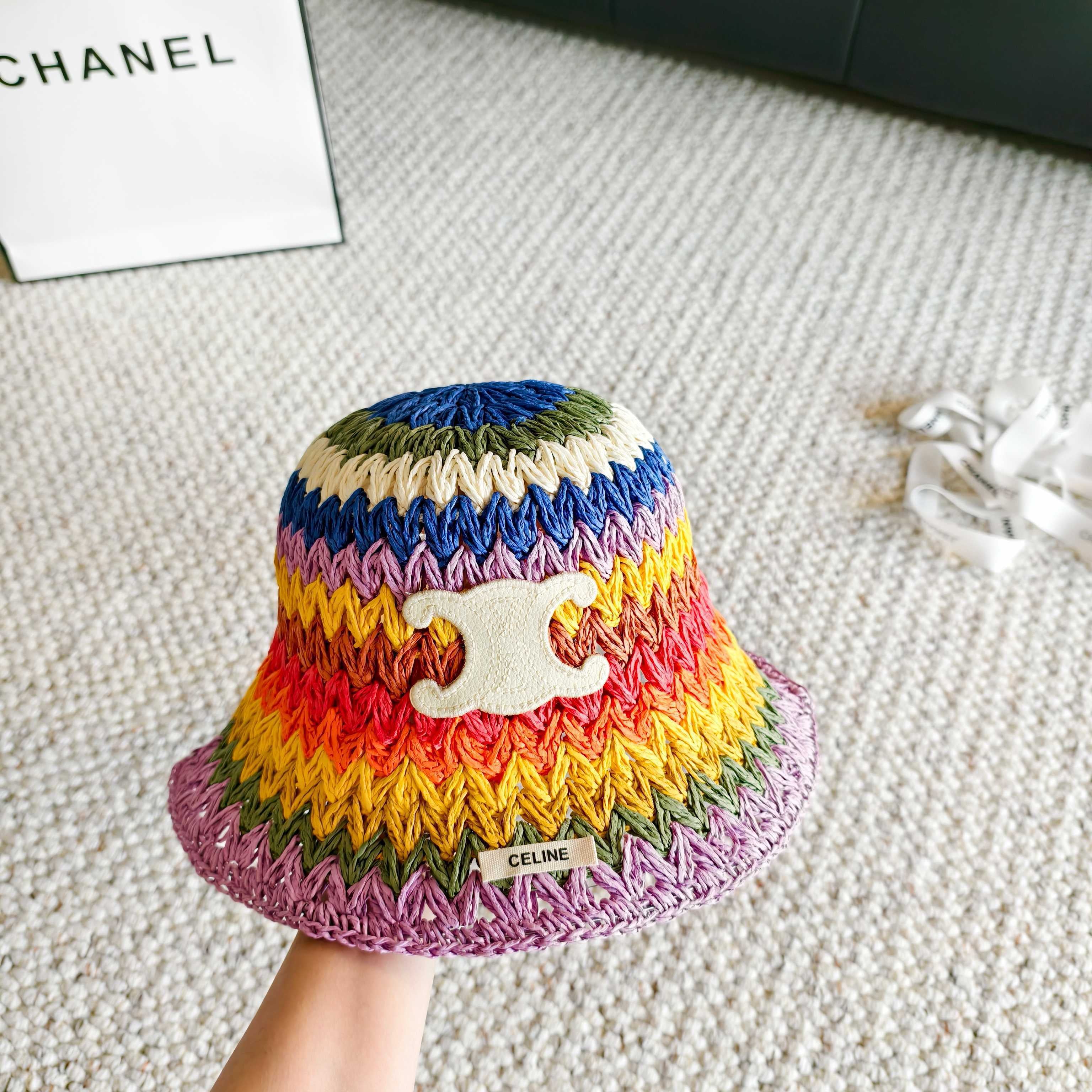 Celine  Rainbow Everyday Simple Bucket Hat Straw 237190