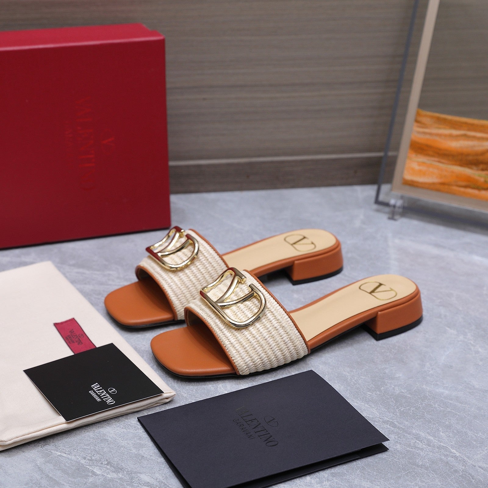 Valentino 2026 Garavani VLogo Signature 15mm Slipper Woven Leather 864505