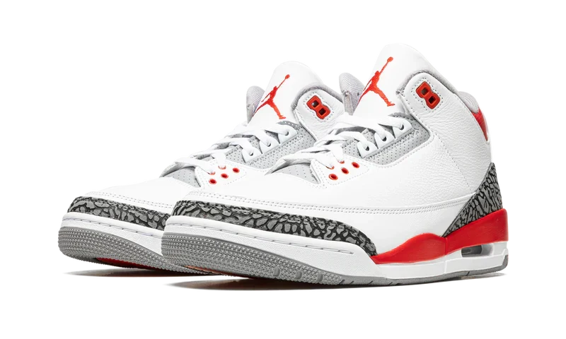 Nike Air Jordan 3 Fire Red White Gray Cowhide