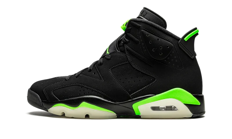 Nike Air Jordan 6 Retro Black Neon Green Velvet Leather