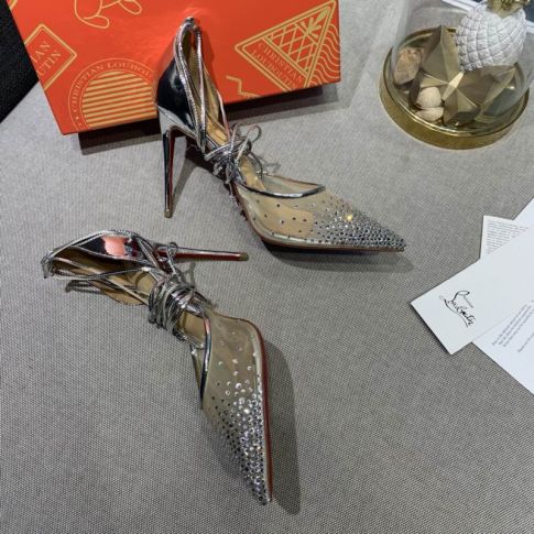 CL Maia Labella 100mm Pumps Strass and Speccchio Leather Silver