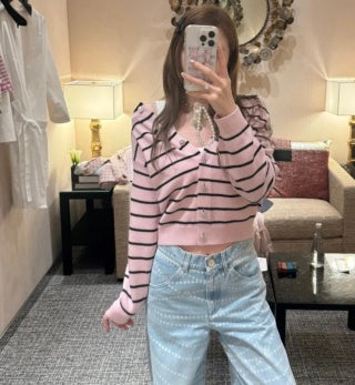 CC 25 Striped Cardigan Cashmere