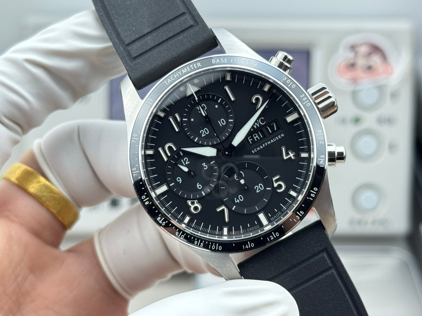 IWC Pilot's Chronograph 41 Black Dial Rubber Strap