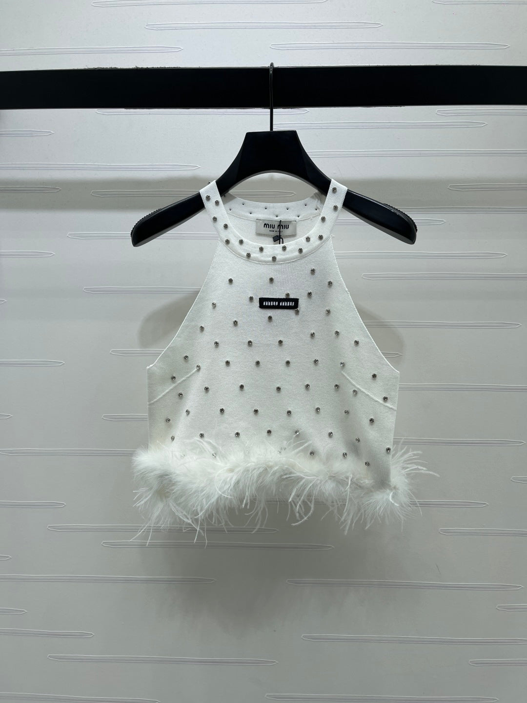 Miumiu 2026 Rhinestone Knit Vest Wool Cashmere 356496