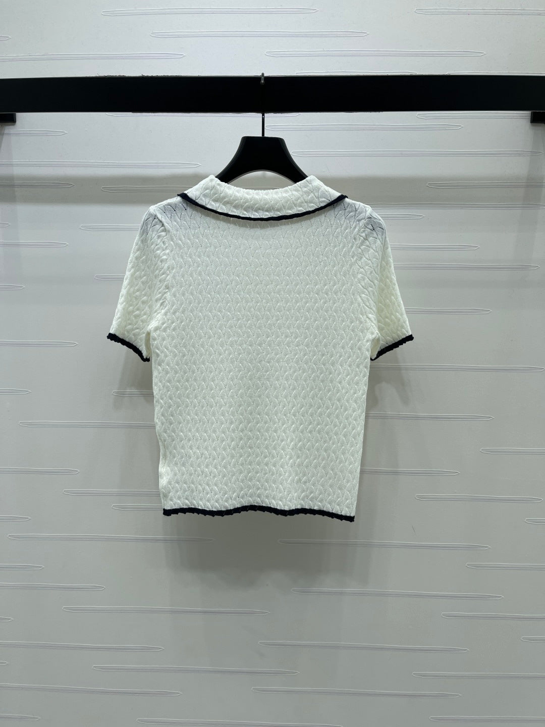 Miumiu 2026 Polo Shirt White and Navy Blue Wool Cashmere 356501