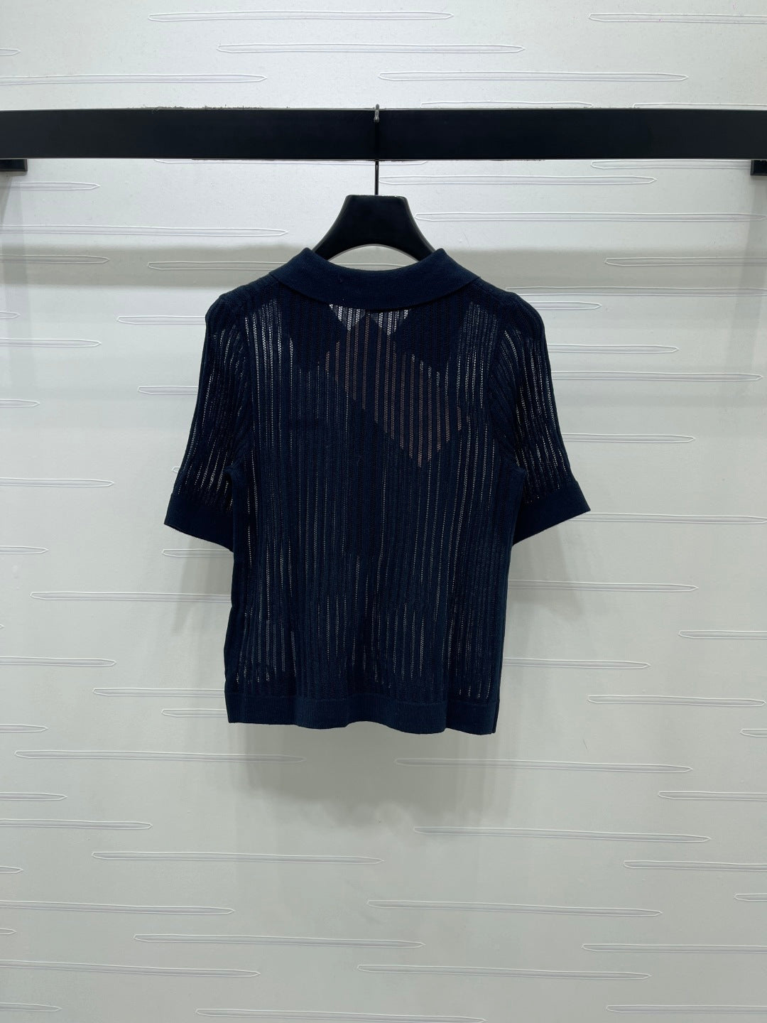 Miumiu 2026 Hollow-out Polo Knit Short-Sleeve T-Shirt Wool Cashmere 356485