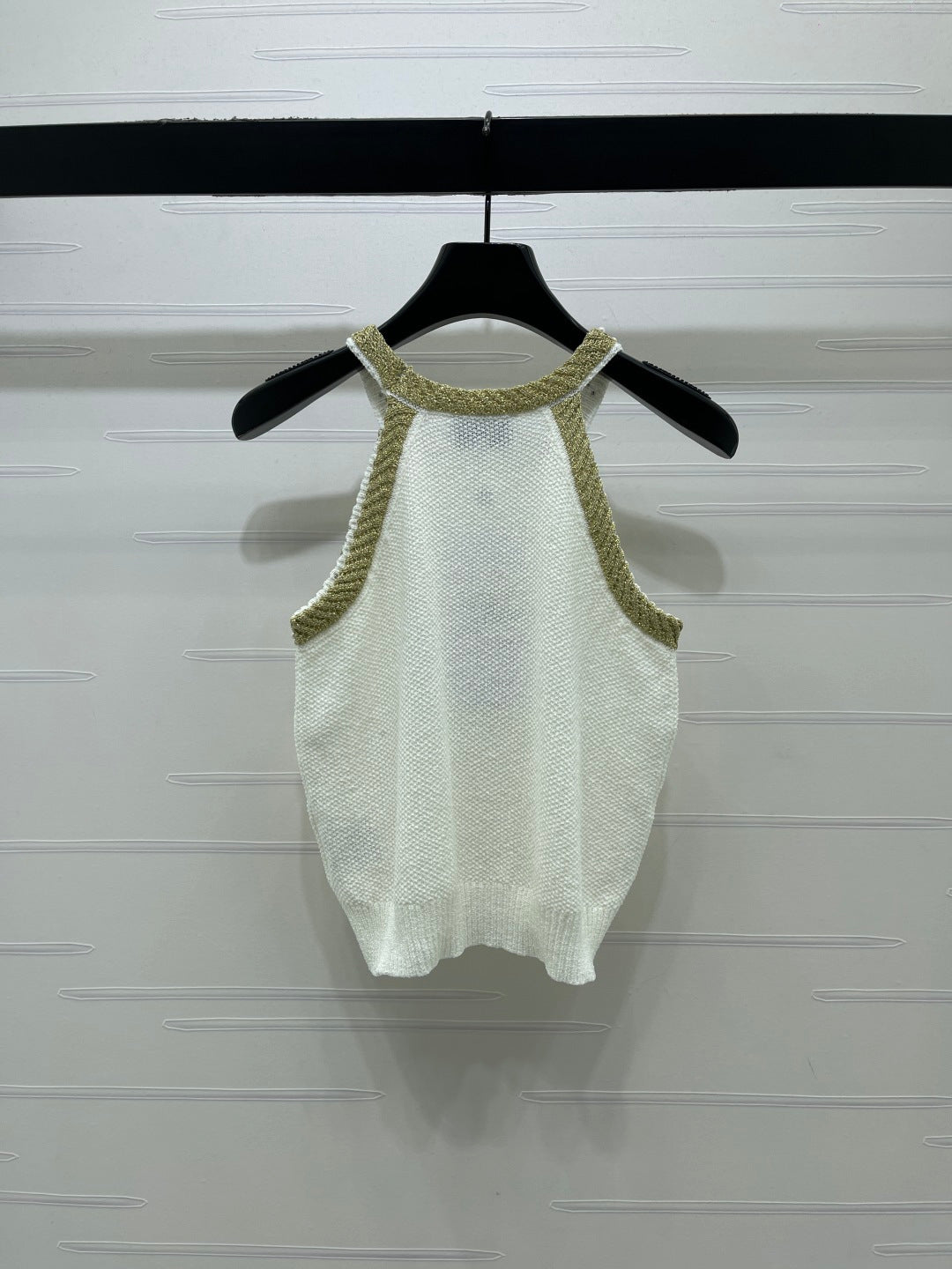 Chanel 2026 Halter-neck Knit Top White and Black Wool Acrylic