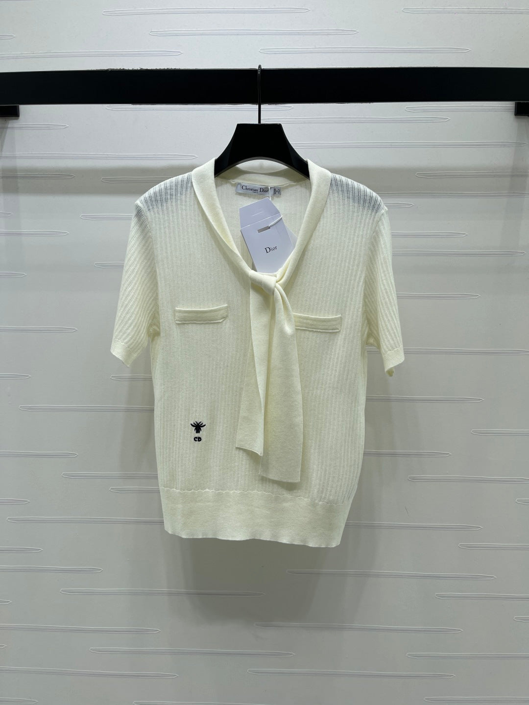 Dior 2026 Short-sleeved Knitted Polo Shirt White Beige Wool