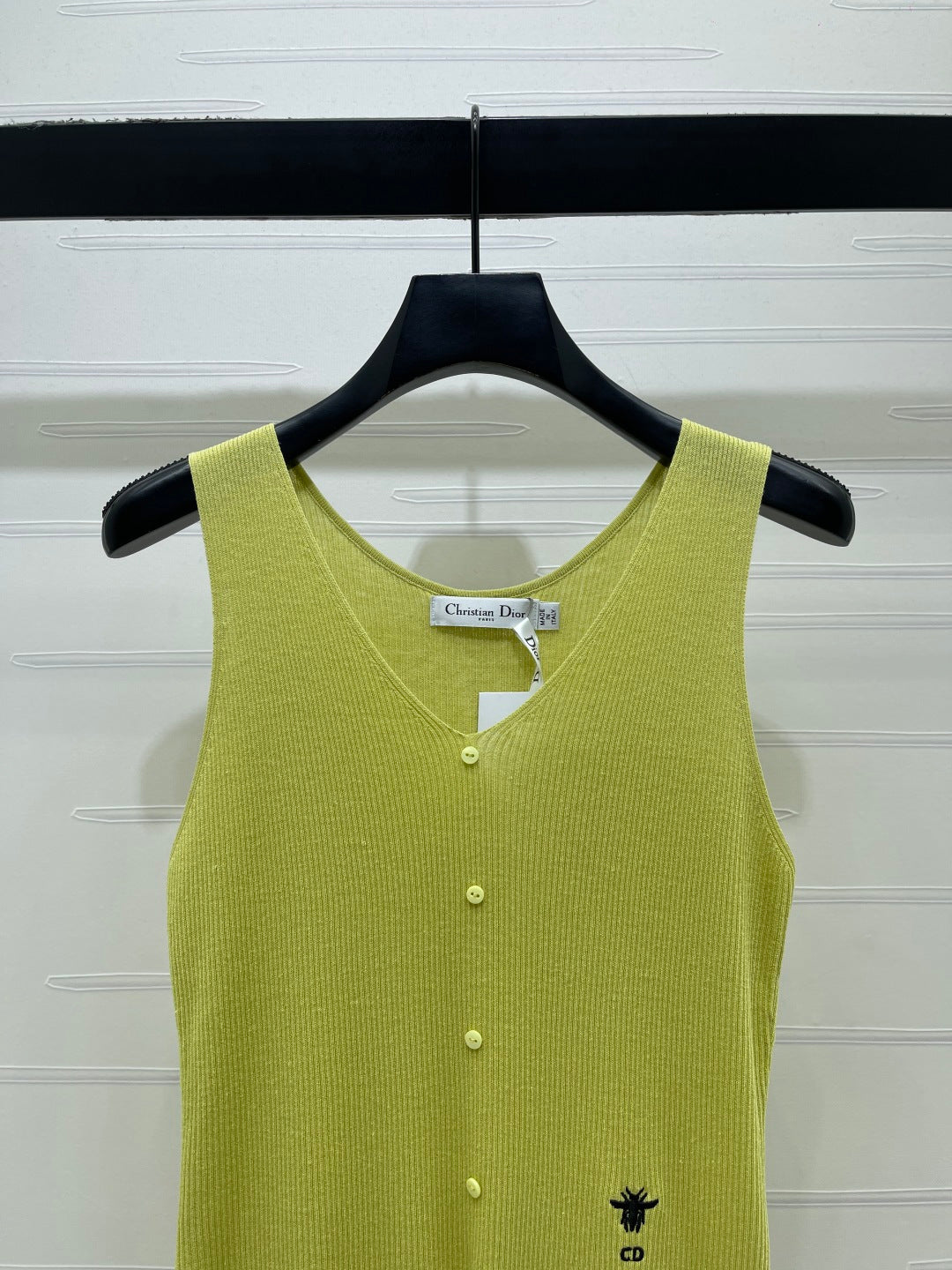 Dior 2026 V-neck Tank Top White Black Blue Green Wool