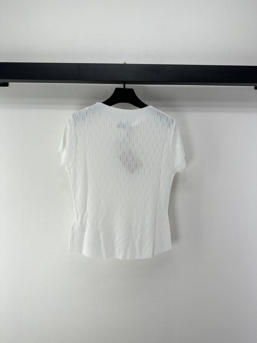 Miumiu 2026 Hollow-out Knit Short-sleeved Top Wool 362363