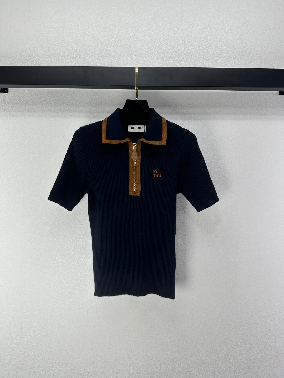Miumiu 2026 Half-zip Knit Polo Shirt Wool 362412