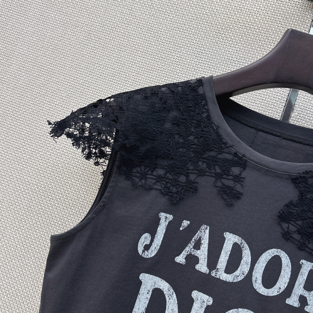 Dior 2026 Lace-trimmed T-shirt Cotton