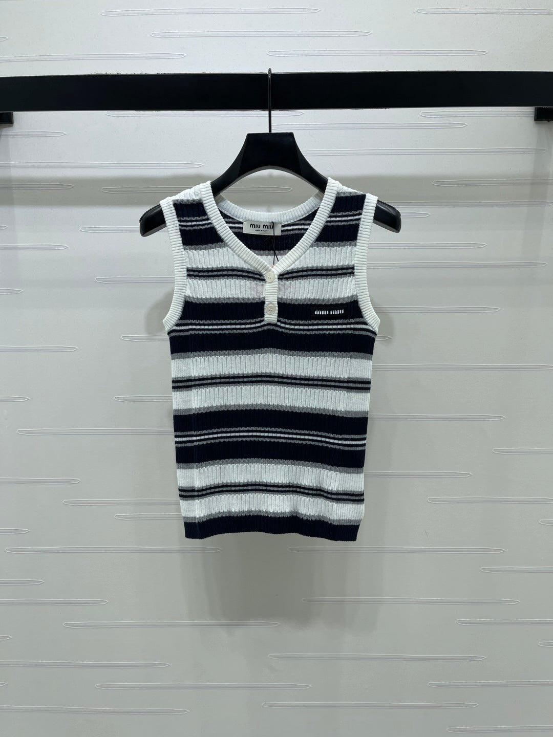 Miumiu 2026 Striped knit V-neck Vest Wool 246238