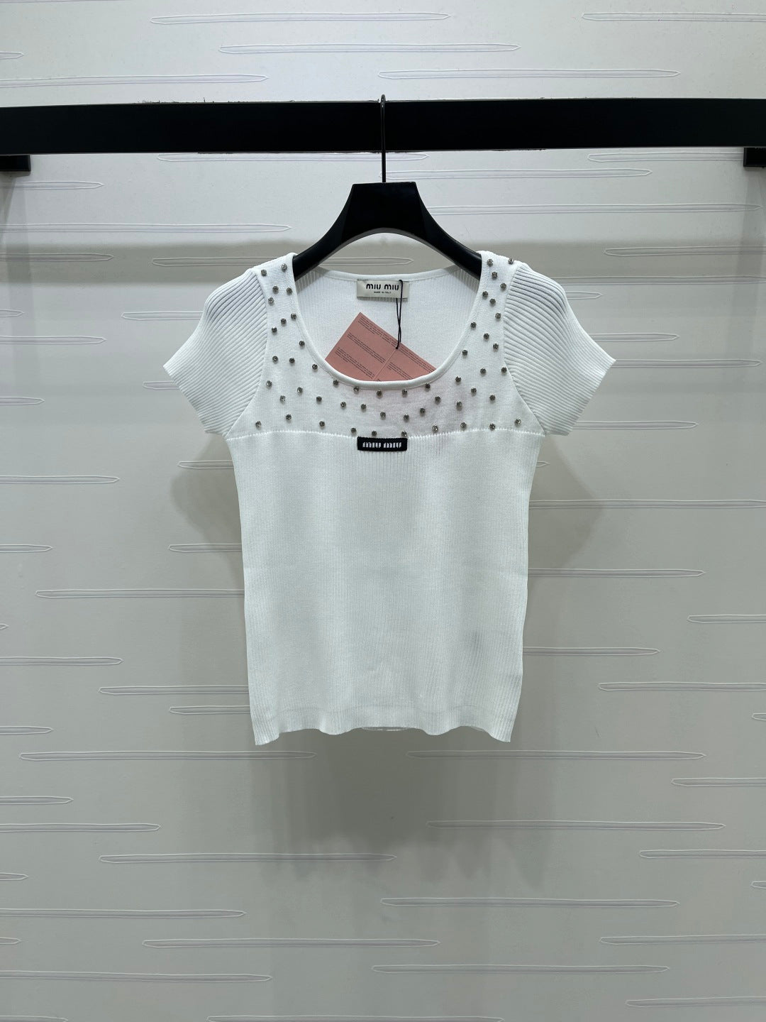 Miumiu 2026 U-neck Knit Short-sleeved Top Wool 355613