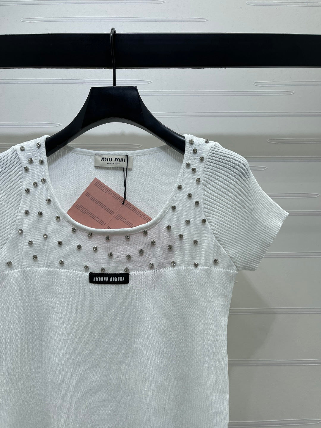 Miumiu 2026 U-neck Knit Short-sleeved Top Wool 355613