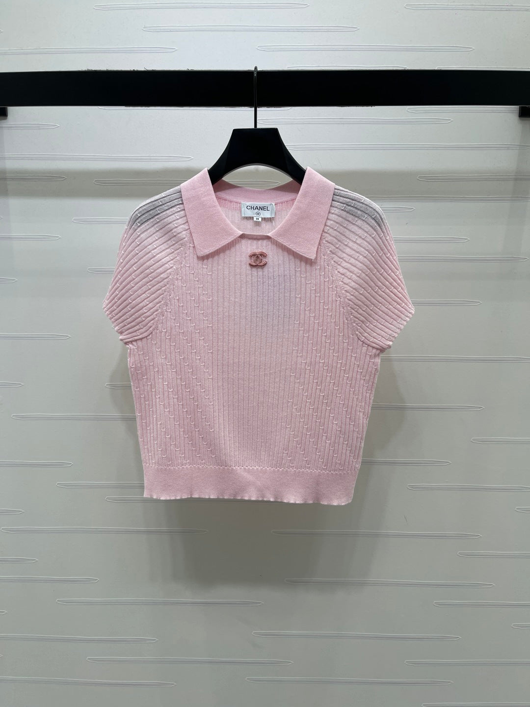 Chanel 2026 Collared Knit Short-Sleeve Shirt Wool 376012