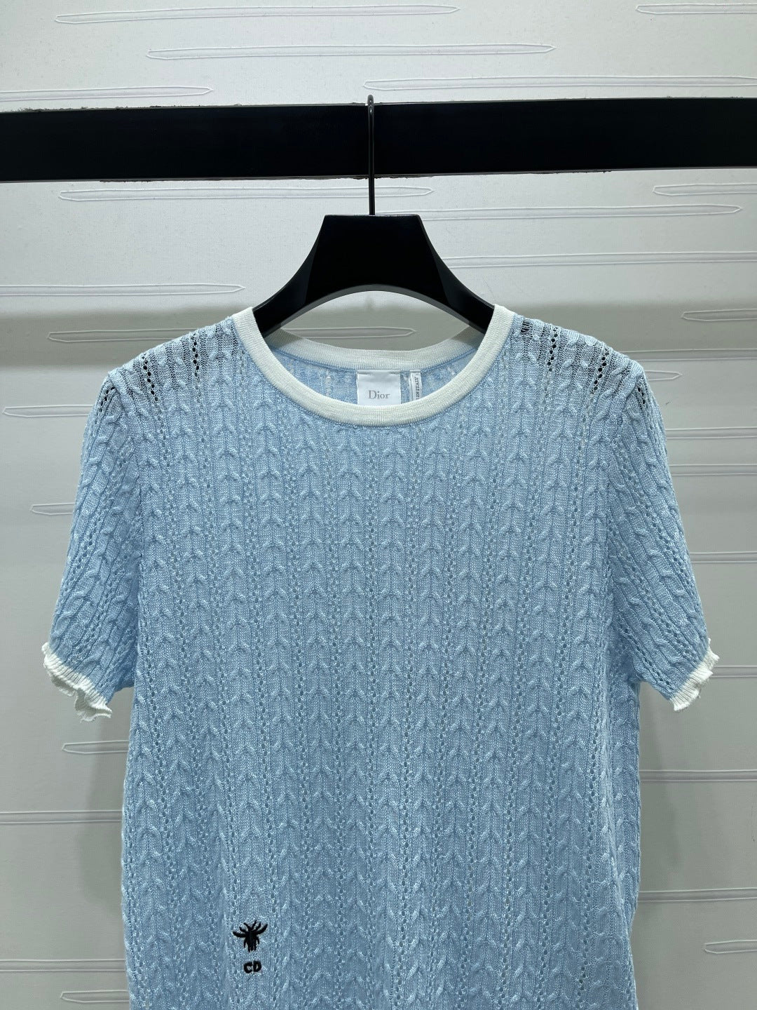 Dior 2026 Cable Knit Textured Short-Sleeve T-Shirt Wool 48244