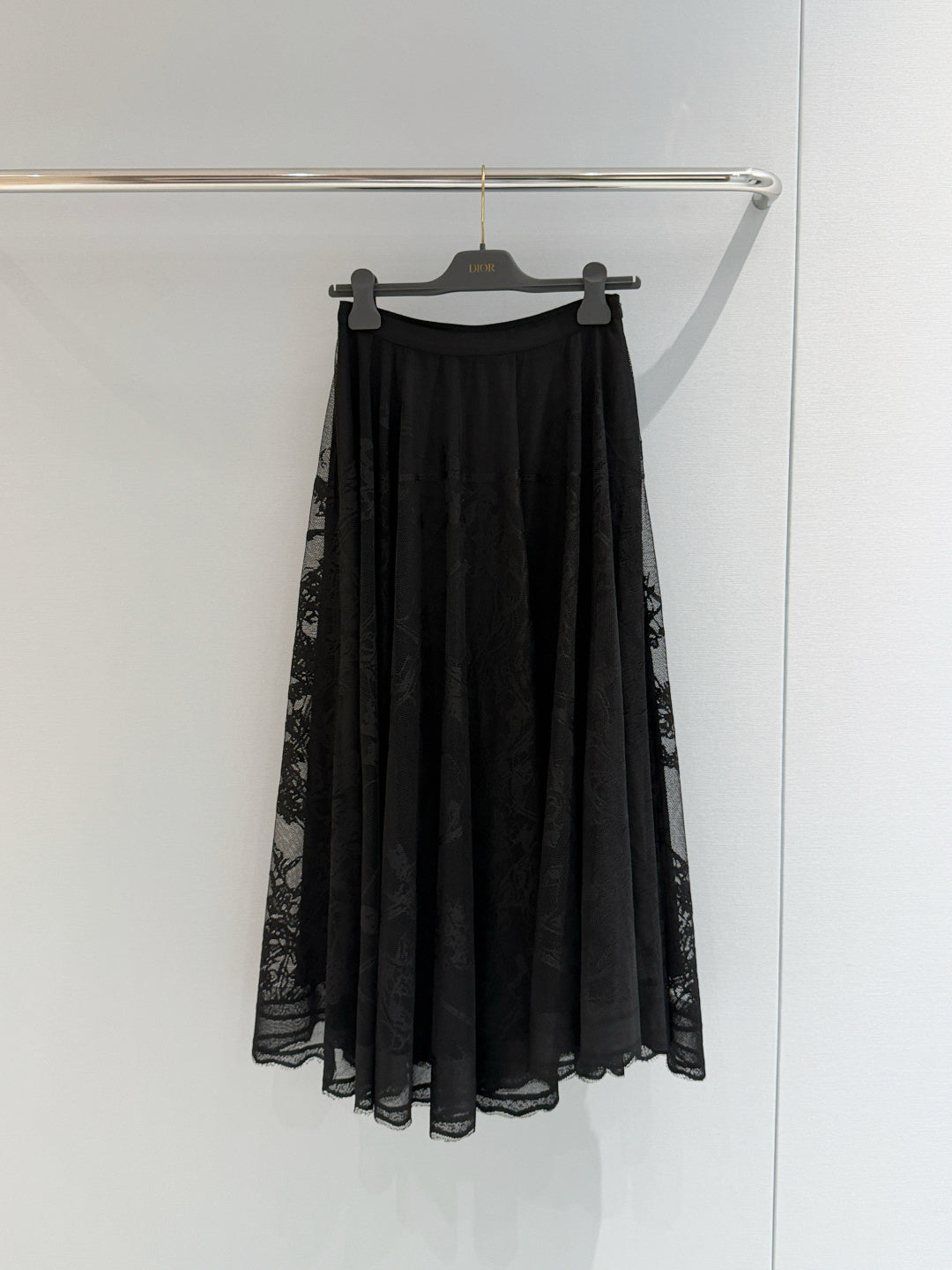 Dior 2026 Long Skirt Black and White Lace Cotton 408346