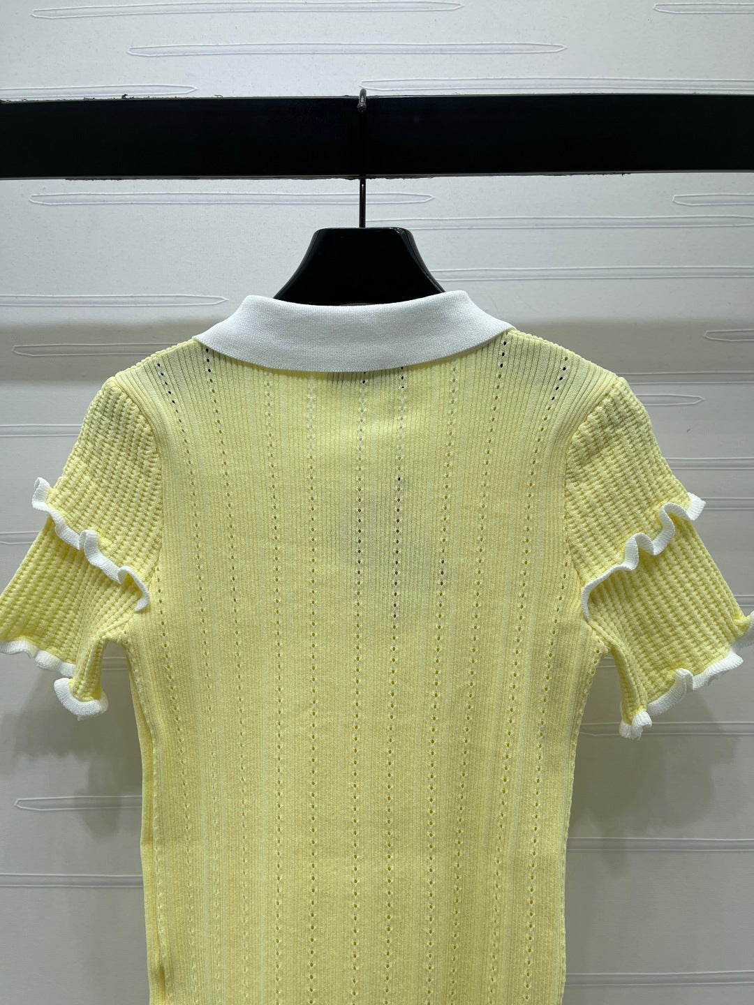 Miumiu 2026 Knitted Polo Shirt With Black Bow Wool Cashmere 414394