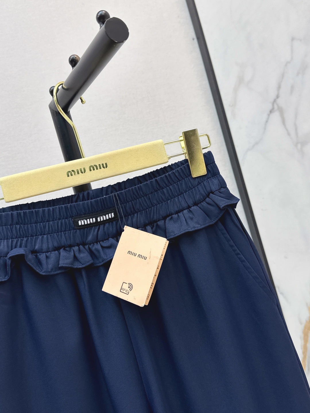 Miumiu 2026 Elastic Waist Straight Leg Pants Polyester 435240