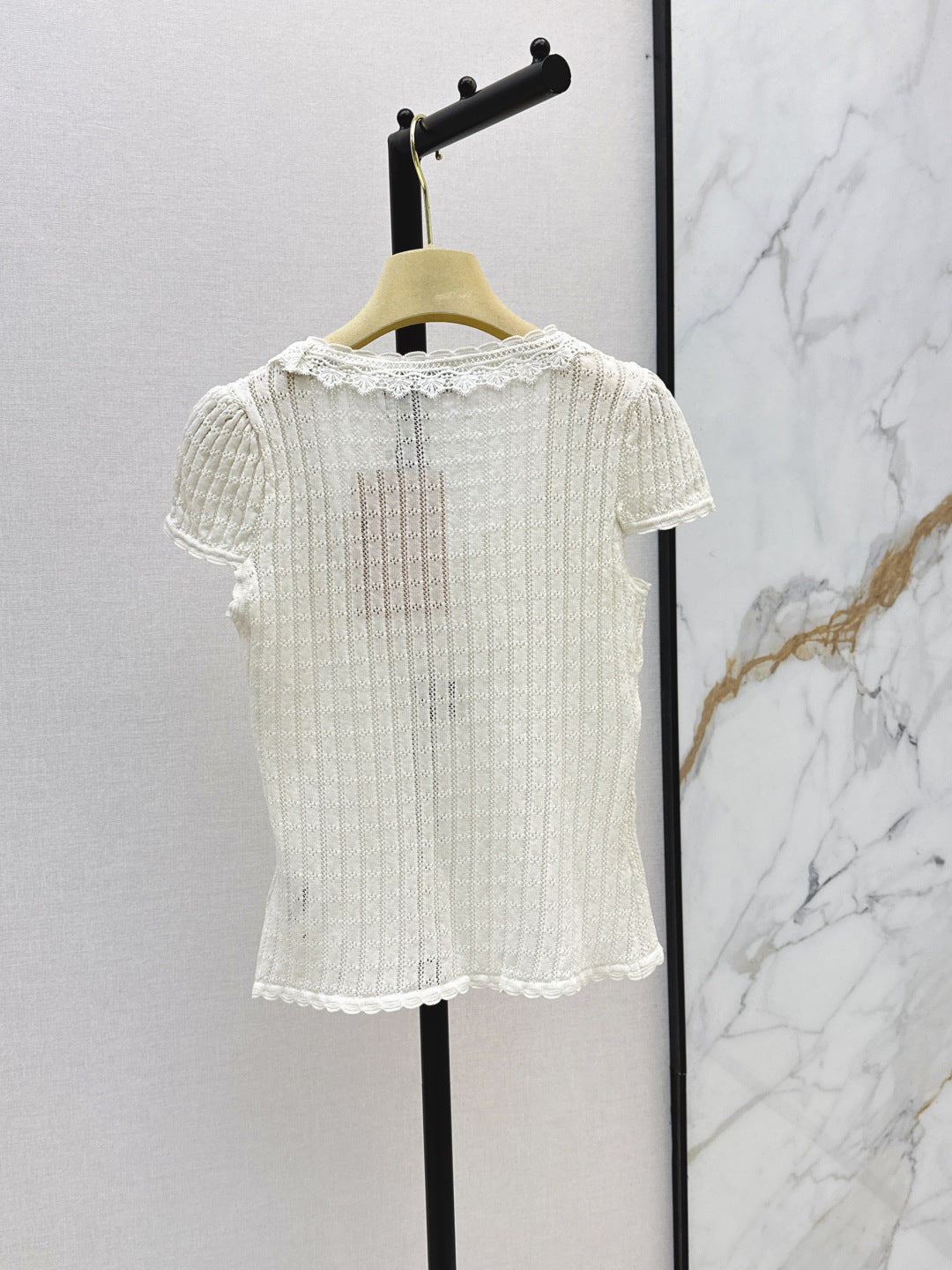 Miumiu 2026 Slim-fit Short-sleeved Knit Top Cotton 445784