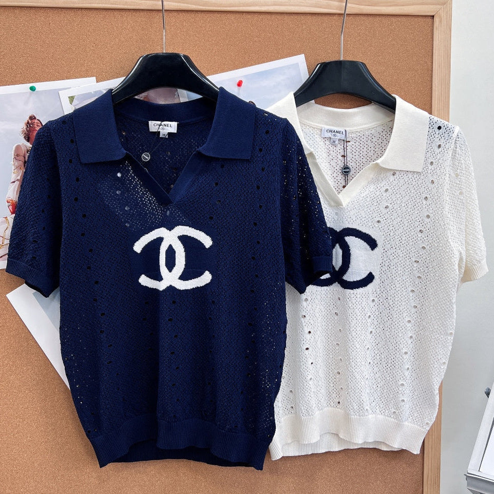 Chanel 2026 Polo Double C Knit Short-Sleeve T-Shirt Wool Laine 463397