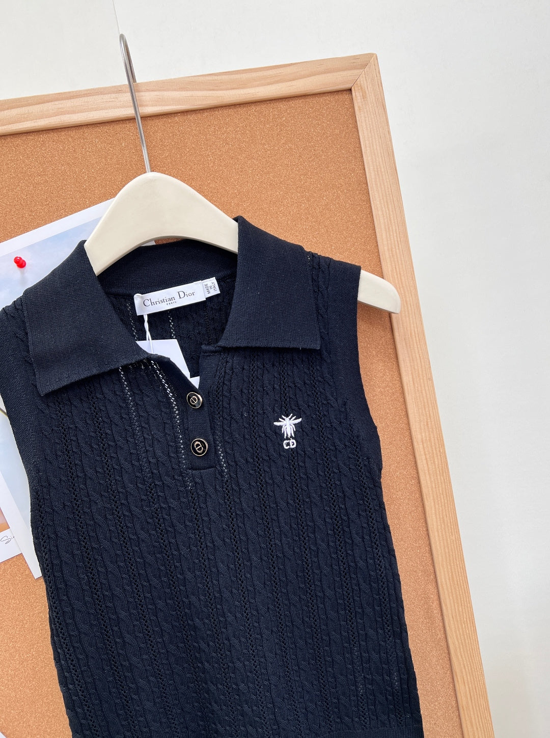 Dior 2026 Knit Polo Vest Bee Embroidery Wool 481948