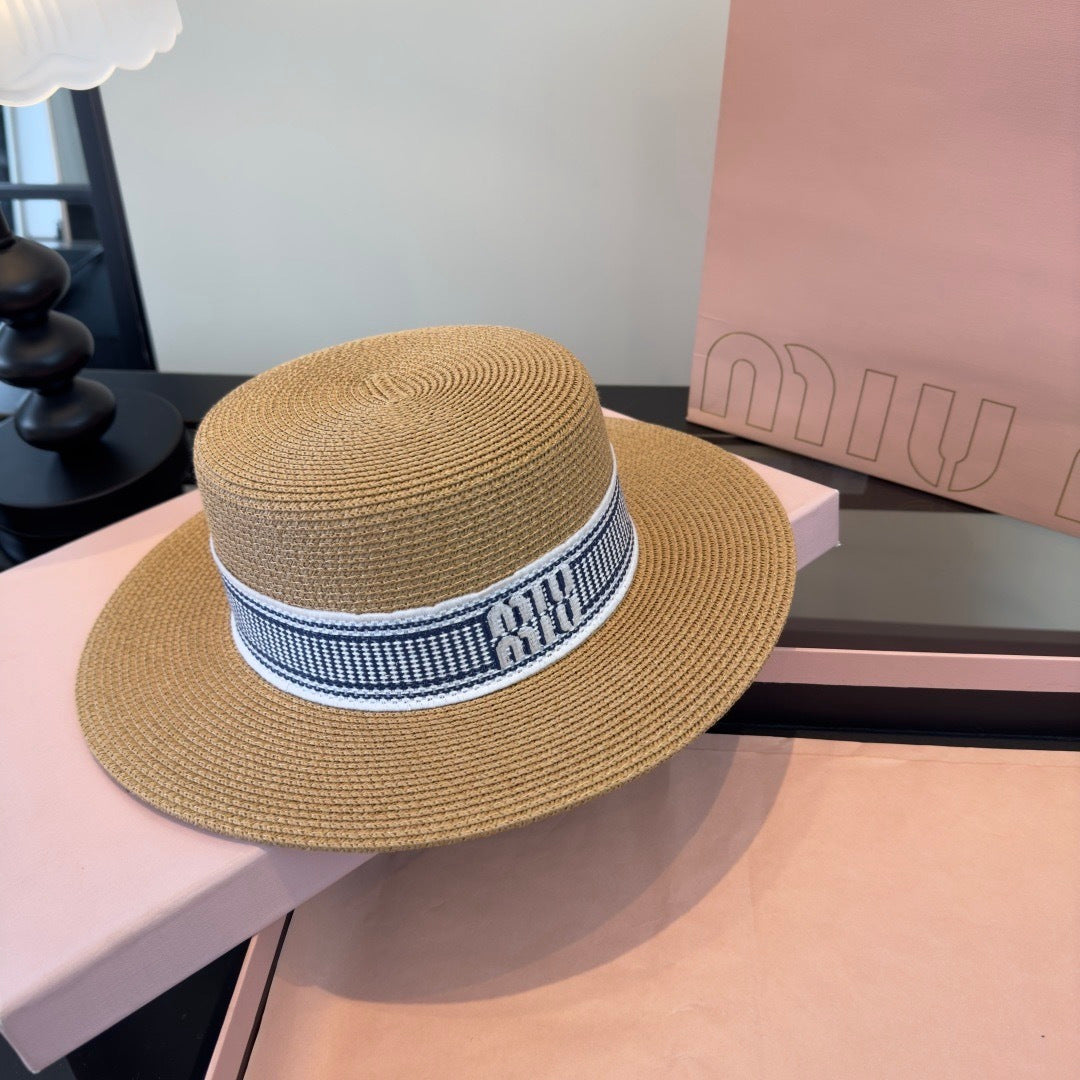 Miumiu Flat-top Straw Hat 379483