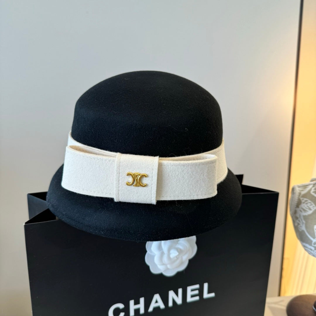 Celine Bow Cashmere Bucket Hat 425553