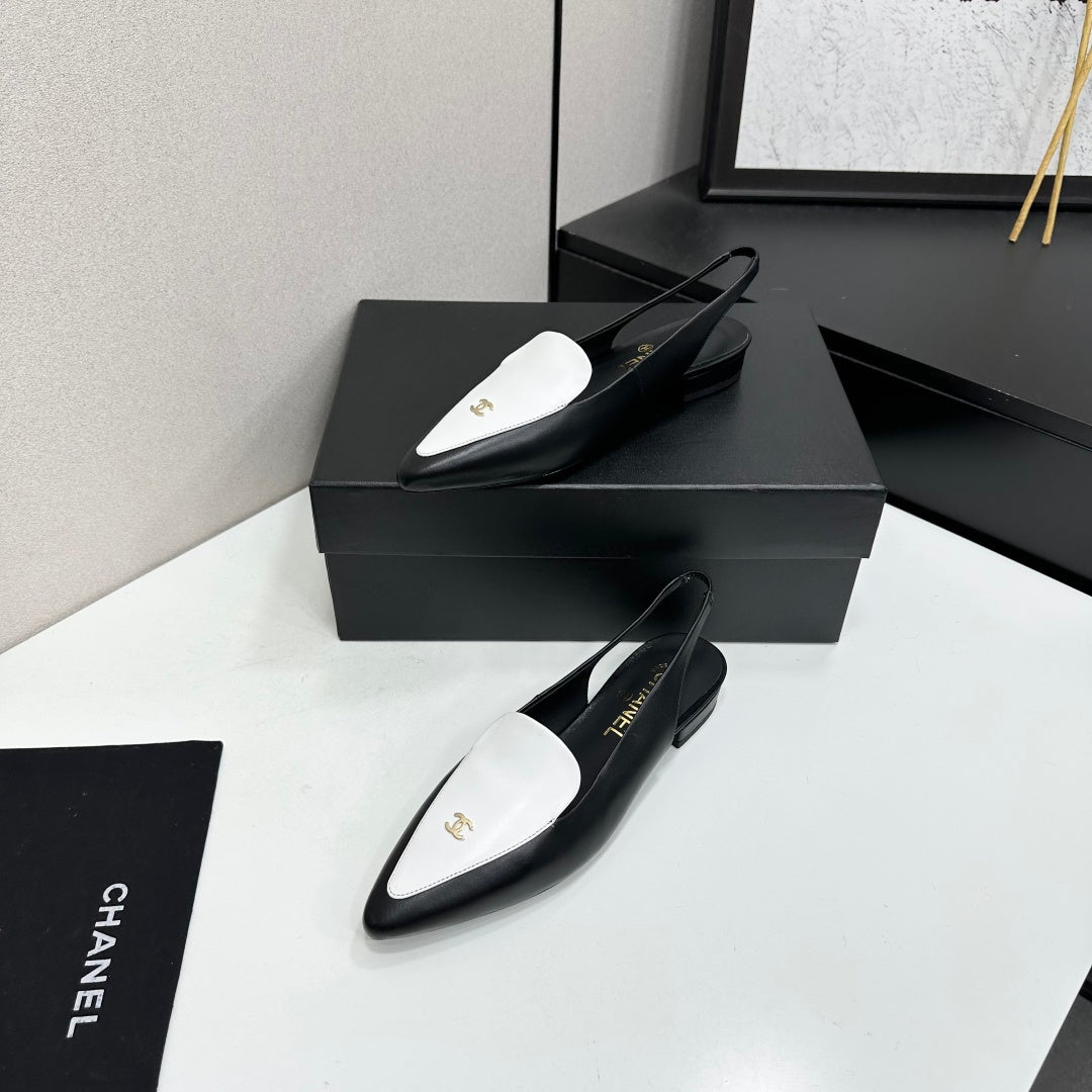 Chanel 2026 Two-Tone Flat Slingbacks Suede Leather 985827