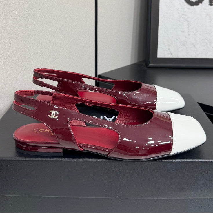 Chanel 2026 Two-Tone Square-Toe Slingback Suede Leather
