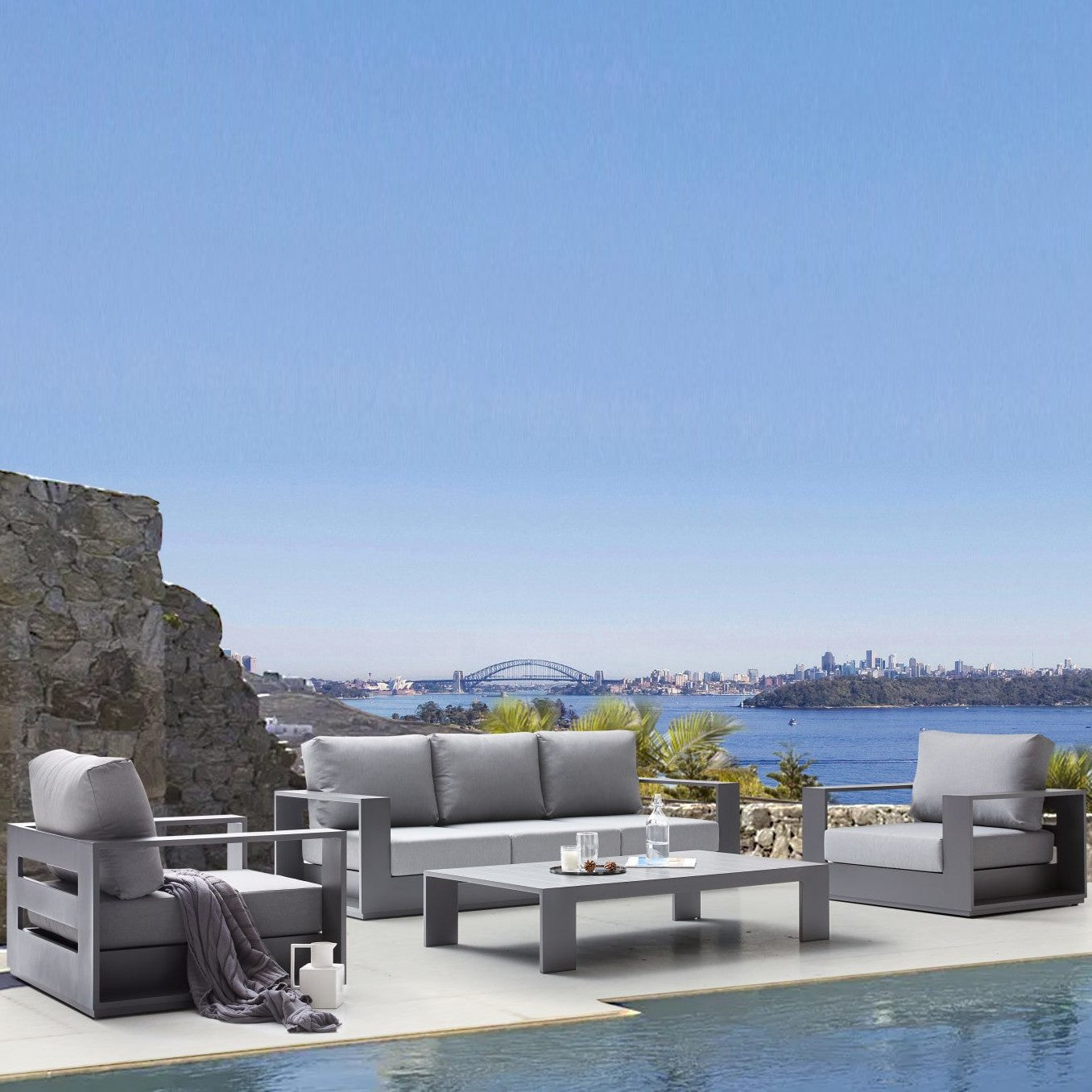 DekoLiving COP30002 Ficarazzi Outdoor Sofa Chair Set & Coffee Table