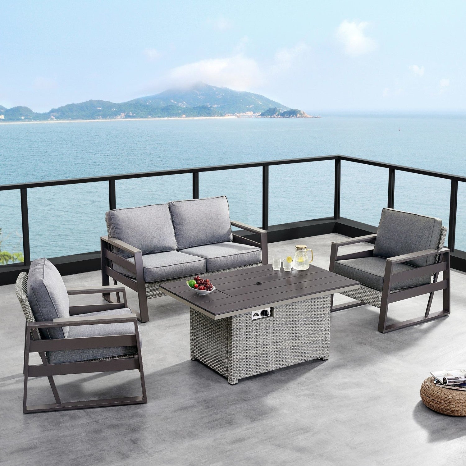 DekoLiving COP30901 Tricarico Outdoor Patio Set & Firepit