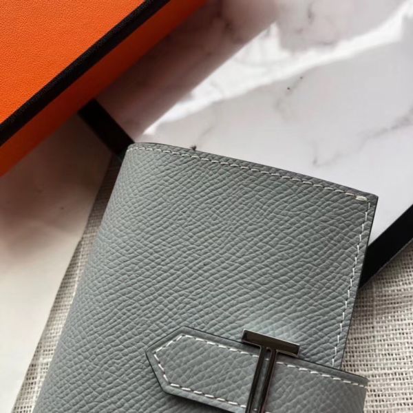 HM Bearn 10cm Mini Wallet In Grey Epsom Leather