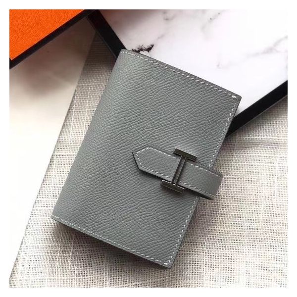HM Bearn 10cm Mini Wallet In Grey Epsom Leather