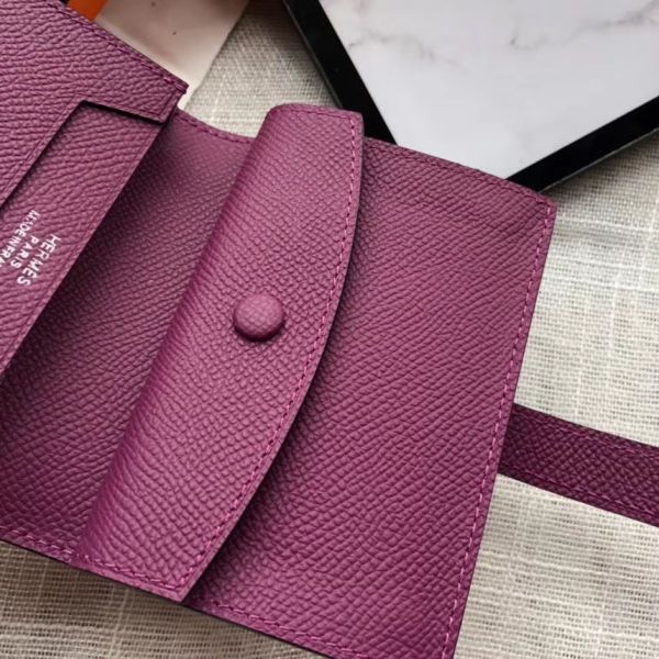 HM Bearn 10cm Mini Wallet In Purple Epsom Leather