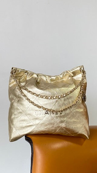 CC Medium Hobo Bag 42Metallic Gold Calfskin