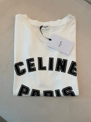 Celine Short-sleeved T-shirt Black and White Cotton